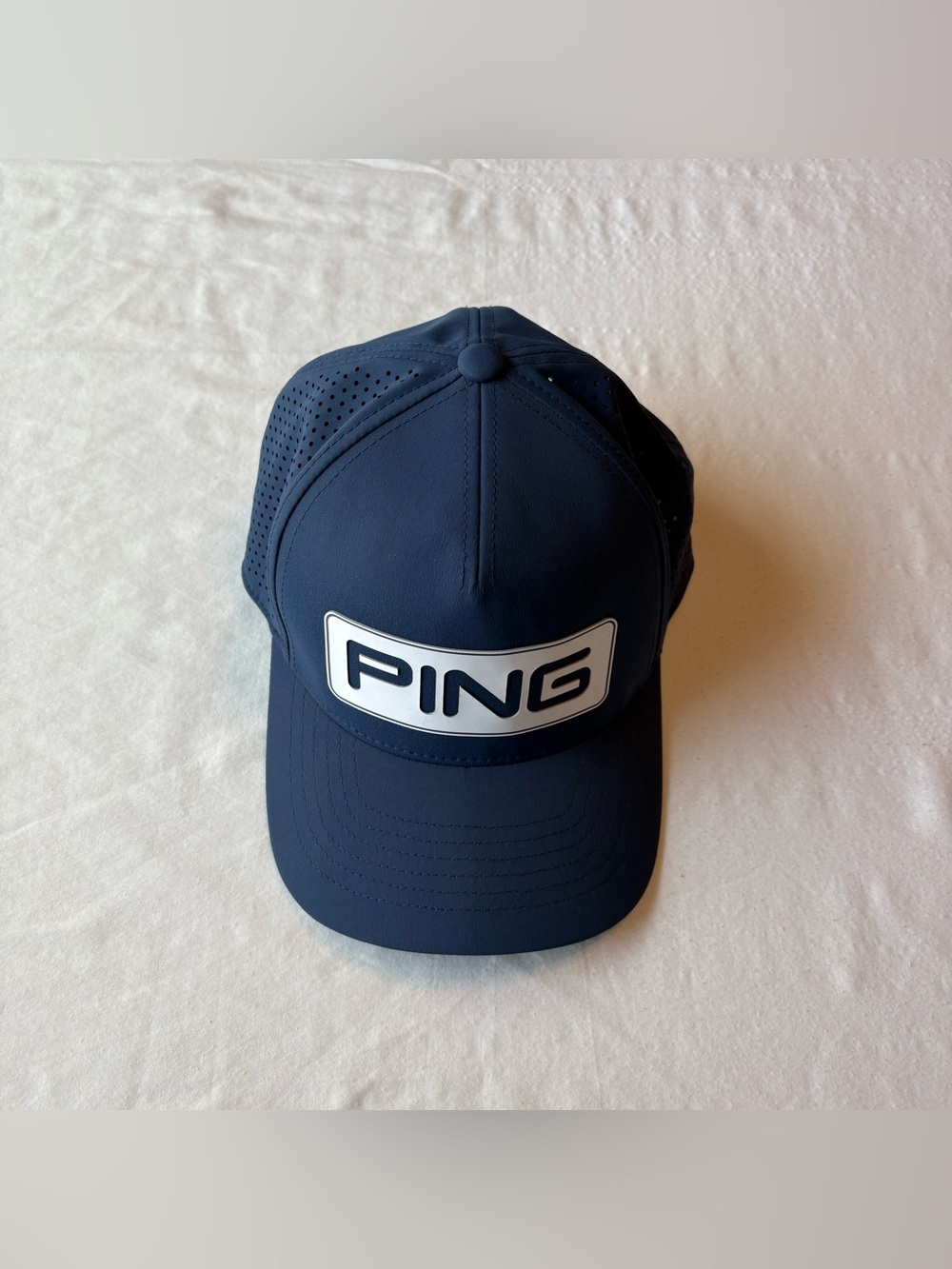 Ping Men’s tour Vented Delta Golf Hat Navy, breathable side panels,